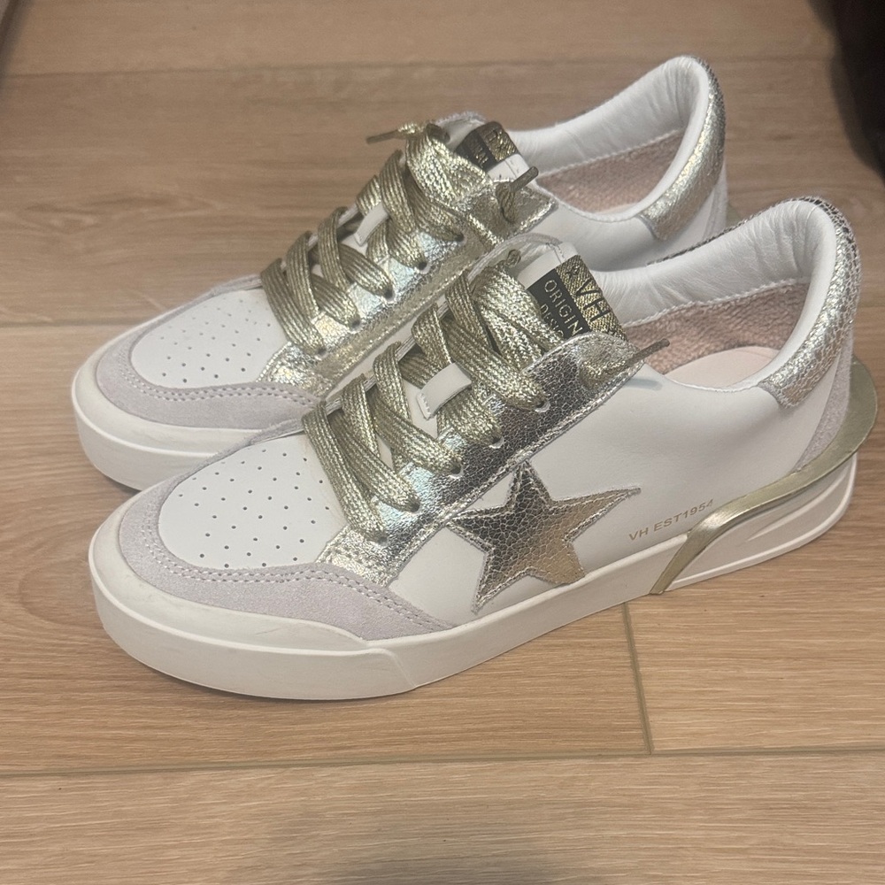 Vintage Havana Metallic Gold and White Sneakers